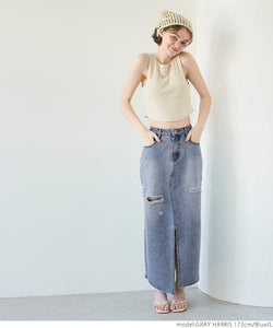[Sale] Damaged Denim Skirt