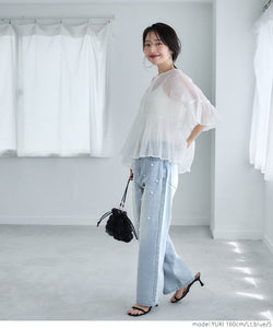 Seluar denim wanita pinggang tinggi mutiara mutiara jeans jeans panjang panjang panjang penghantaran percuma percuma/mel