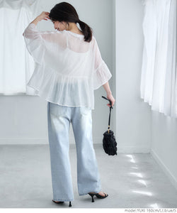 Seluar denim wanita pinggang tinggi mutiara mutiara jeans jeans panjang panjang panjang penghantaran percuma percuma/mel