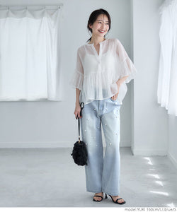 Seluar denim wanita pinggang tinggi mutiara mutiara jeans jeans panjang panjang panjang penghantaran percuma percuma/mel