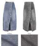 Skirt denim butang depan dibasuh
