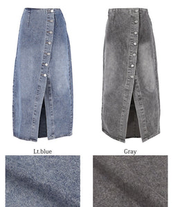 Skirt denim butang depan dibasuh