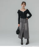 Skirt denim butang depan dibasuh