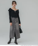 Skirt denim butang depan dibasuh