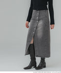 Skirt denim butang depan dibasuh