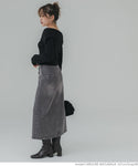 Skirt denim butang depan dibasuh