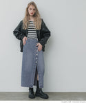 Skirt denim butang depan dibasuh