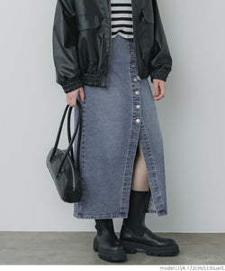 Skirt denim butang depan dibasuh