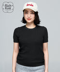 [Rich Knit] Short-Sleeved Crew Neck Pullover
