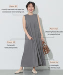 [Light Embossed] No Sleeve Maxi Dress