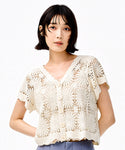 Crochet Flower Short-Sleeve Cardigan