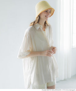 Lightweight mid sleeve button top