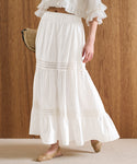Washed Cotton Lace Tiered Skirt