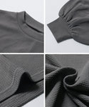 CUT -sew wanita embossed balon lengan bahu bahu krew leher bersalin kegagalan mel 24SS COCA COCA