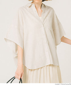 Linen oversize half sleeve shirt