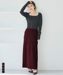 Random Rib Long I-Line Skirt