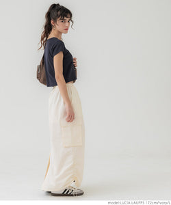Jualan★2490 yen → 1490 yen skirt wanita drop pinggang pinggang pinggang barat rum poket panjang panjang perkhidmatan surat gc sederhana tidak mungkin 24ss coca coca