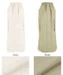 Jualan★2490 yen → 1490 yen skirt wanita drop pinggang pinggang pinggang barat rum poket panjang panjang perkhidmatan surat gc sederhana tidak mungkin 24ss coca coca