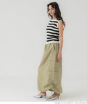 Jualan★2490 yen → 1490 yen skirt wanita drop pinggang pinggang pinggang barat rum poket panjang panjang perkhidmatan surat gc sederhana tidak mungkin 24ss coca coca