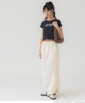 Jualan★2490 yen → 1490 yen skirt wanita drop pinggang pinggang pinggang barat rum poket panjang panjang perkhidmatan surat gc sederhana tidak mungkin 24ss coca coca