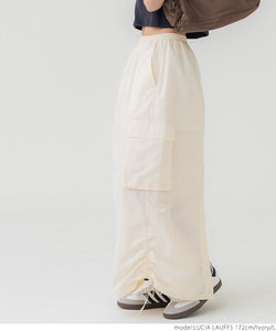 Jualan★2490 yen → 1490 yen skirt wanita drop pinggang pinggang pinggang barat rum poket panjang panjang perkhidmatan surat gc sederhana tidak mungkin 24ss coca coca