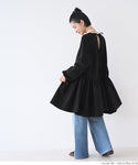 [Sale] Polyester Poplin Back Ribbon Mini Dress