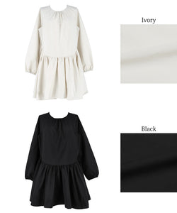 [Sale] Polyester Poplin Back Ribbon Mini Dress