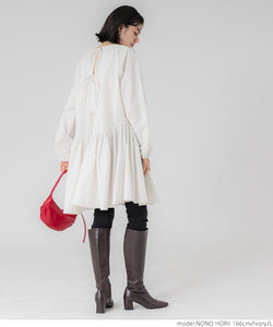 [Sale] Polyester Poplin Back Ribbon Mini Dress