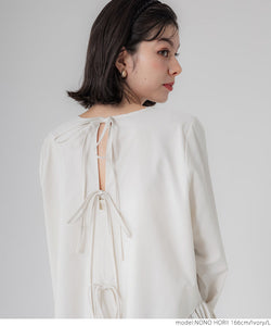 [Sale] Polyester Poplin Back Ribbon Mini Dress