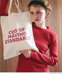 simple wording tote bag