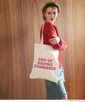 simple wording tote bag