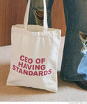 simple wording tote bag