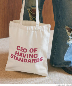 simple wording tote bag