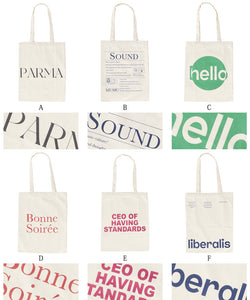 simple wording tote bag