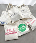 simple wording tote bag