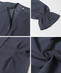 Denim-Like Gold Button Blouse