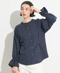 Denim-Like Gold Button Blouse