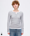 Henley Neck Long T-Shirt