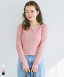 ボートネックリブTシャツ