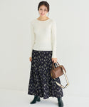 Floral Print Pleated Long Skirt