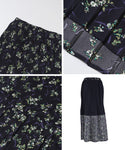 Floral Print Pleated Long Skirt