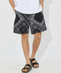 Men's Washed Nylon Bandana Print Shorts