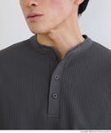 [EazyTex]Men's Waffle Henley Neck Short Sleeve T-Shirt