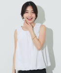 Balloon Sleeveless Poplin Blouse