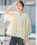 Sheer Flared Sleeve Blouse