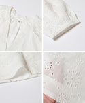 [Eyelet Lace] Blaus Lengan 3/4 Leher V