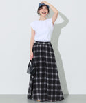 Sheer Checked Easy Maxi Skirt