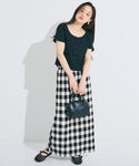 Pleated Print I-Line Maxi Skirt