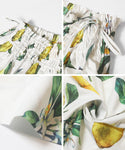 Side-Ribbon Fruit Print Flared Skirt