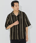 Men's Sheer Stripe Open-Colar Short-Sleeve Shirt